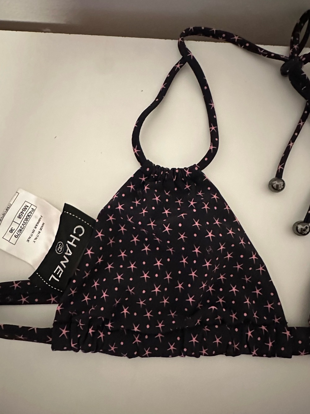 CHANEL Black Bikini Set with Pink Star Print - Picture 3 of 7